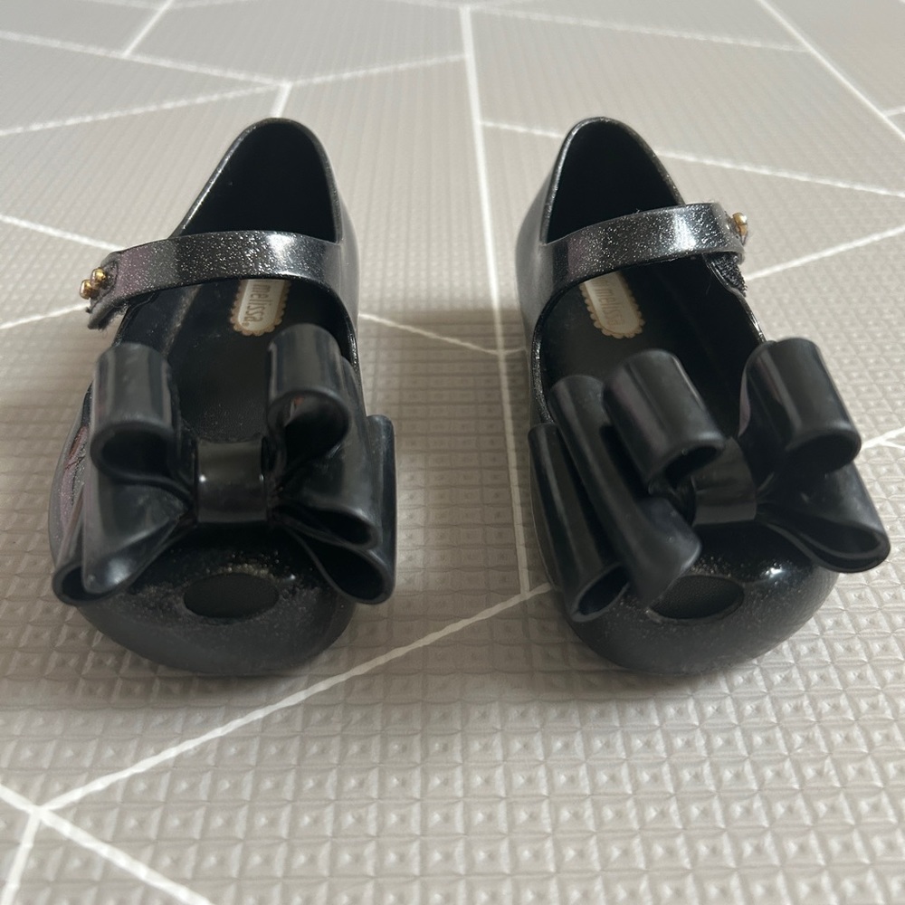 Mini Melissa Black Jelly Toddler Flats